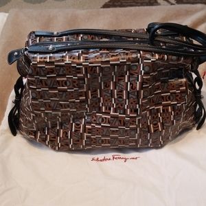 Salvatore Ferragamo signature print coated canvas